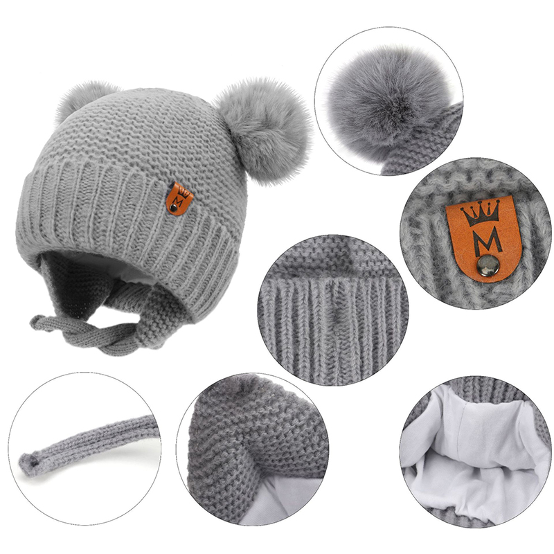 Baby Wool Hat Cute Fur Ball Ea - Infant Beanie Hat With Ears 评论和价格