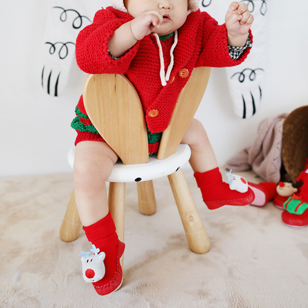 1Pair Warm Christmas Socks Chi - Unisex Baby Socks Non Slip 评论和价格