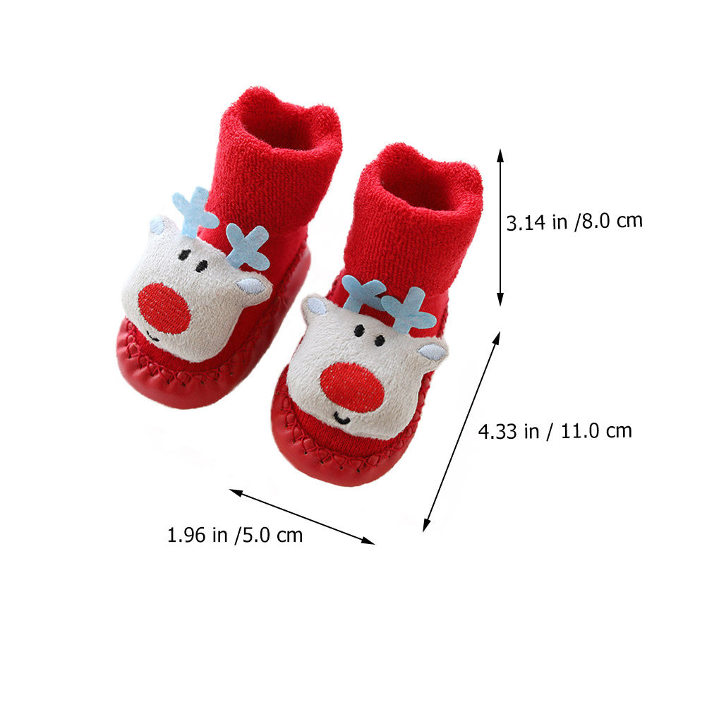 1Pair Warm Christmas Socks Chi - Unisex Baby Socks Non Slip 评论和价格