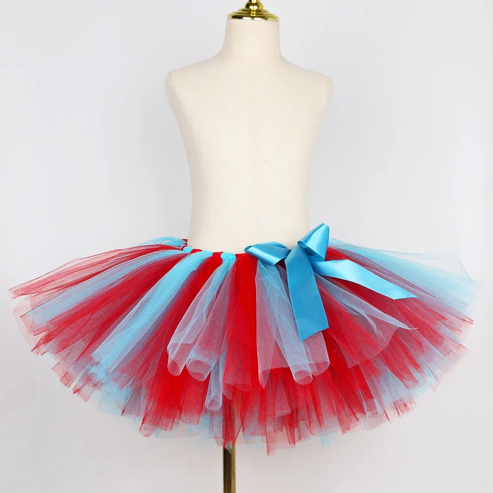 Red Blue Striped Thing Costume - Toddler Girl Tulle Party Dress 评论和价格