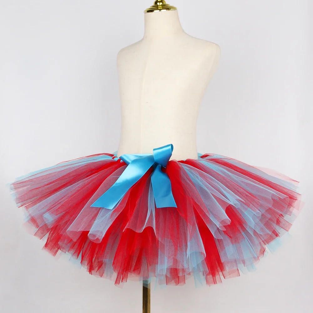 Red Blue Striped Thing Costume - Toddler Girl Tulle Party Dress 评论和价格