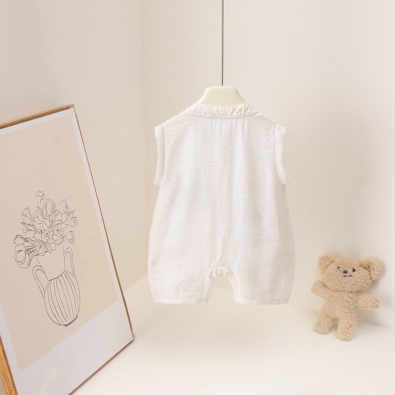 2026 Summer Cartoon Bear Print - Baby Summer Linen Sleeveless Jumpsuit 评论和价格
