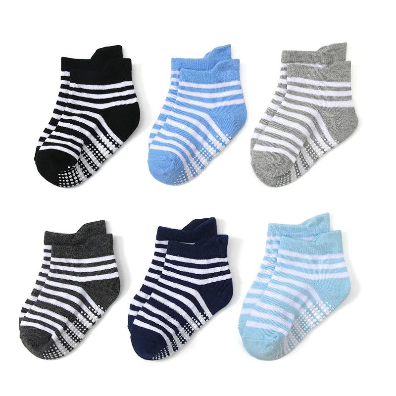 6-Pack Baby Floor Socks  Strip - Unisex Baby Socks Non Slip 评论和价格