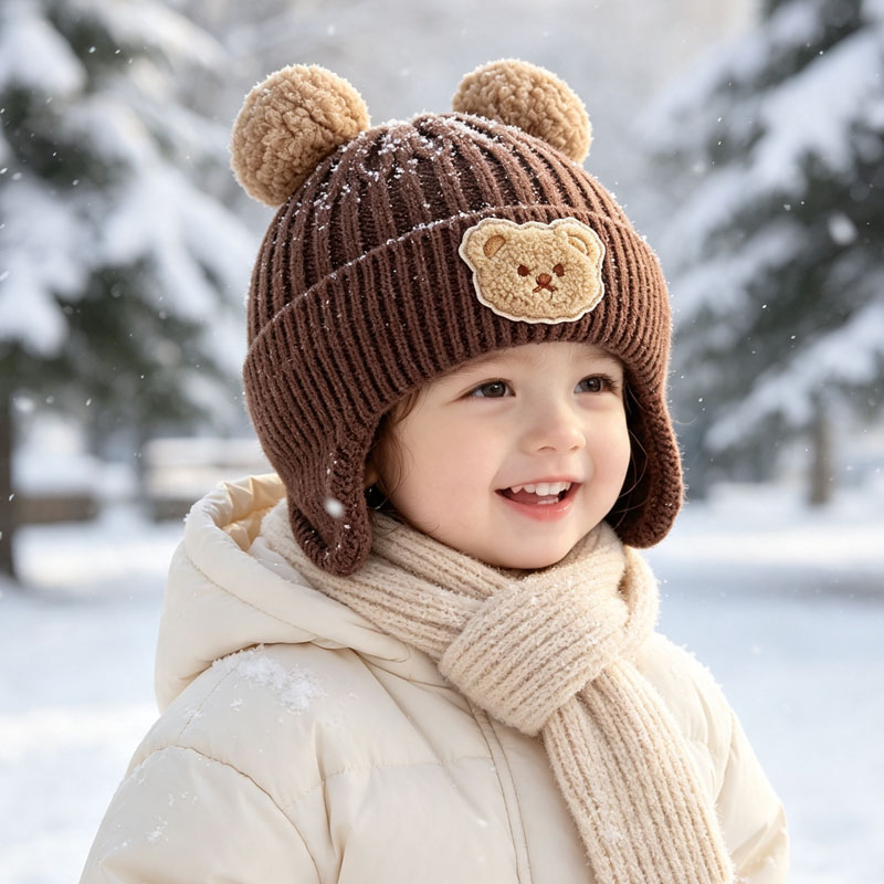1-10PCS Baby Bear Ears Knit Be - Infant Beanie Hat With Ears 评论和价格