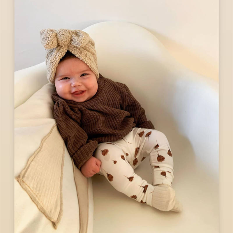 Cute Newborn Baby Knot Turban  - Infant Beanie Hat With Ears 评论和价格