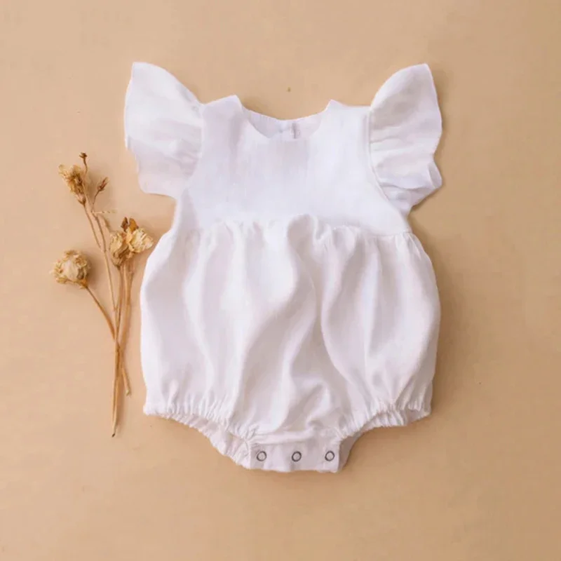 0-24M Linen Cotton Newborn Gir - Baby Summer Linen Sleeveless Jumpsuit 评论和价格