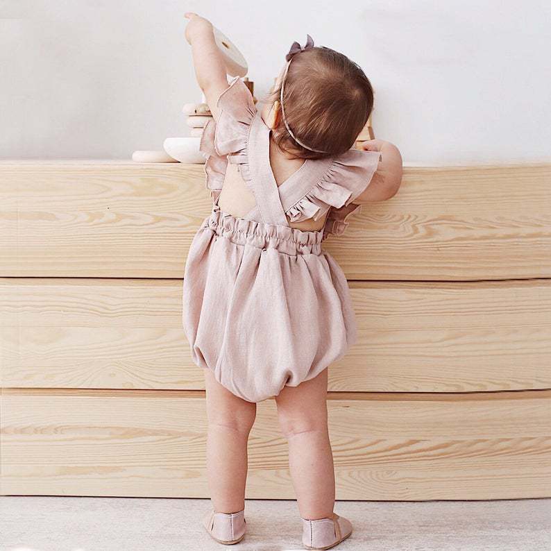 Baby Girls Rompers Summer Soli - Baby Summer Linen Sleeveless Jumpsuit 评论和价格