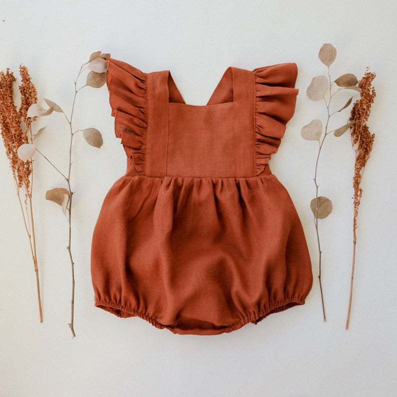 Baby Girls Rompers Summer Soli - Baby Summer Linen Sleeveless Jumpsuit 评论和价格